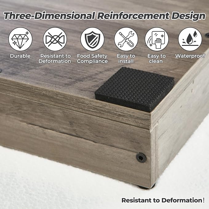 WOLKI Noodle Board Stove Covers for Gas Burners, 30"L x 22"W x 2.5"Th Heavyweight Stove Top Covers for Electric Stove, Buil-in Handles, RV Stove Cover, Sink Cover, Wooden Serving Tray (Grey)