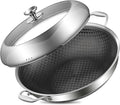 DELARLO 14 Inch Tri-Ply Stainless Steel Nonstick Wok Pan with Lid 6Qt Pot | Deep 6-quart wok heats quickly and evenly, works with induction, and is dishwasher and oven safe for everyday cooking