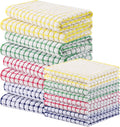 Homaxy Kitchen Towels and Dishcloths Set, Set of 16, Blue/Yellow/Red/Green | Cotton Terry Kitchen Dish Towels, Super Soft and Absorbent Dish Cloths, 16 x 25 and 12 x 12 Inches