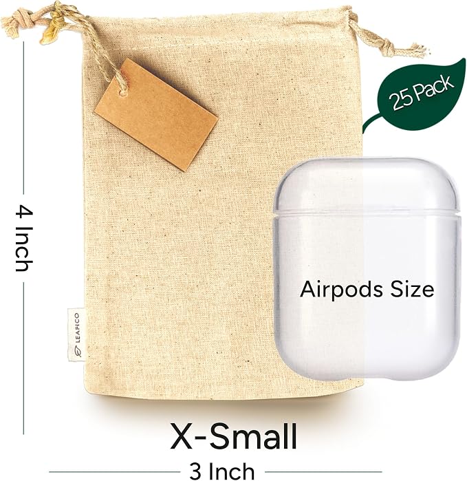 Reusable Cotton Bags - X-Small 3x4 25 Pack - Cloth Gift Bags with Drawstrings for Jewelry, Home Supplies, Makeup,DIY, Wedding, Party Favors - Muslin Fabric Pouches