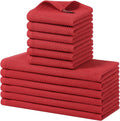 Homaxy 12 Pack 100% Cotton Kitchen Towels and Dishcloths Set, Red | 12 x 12 Inches and 13 x 28 Inches Kitchen Towels Set, Ultra Soft Absorbent Dish Cloths for Washing Dishes