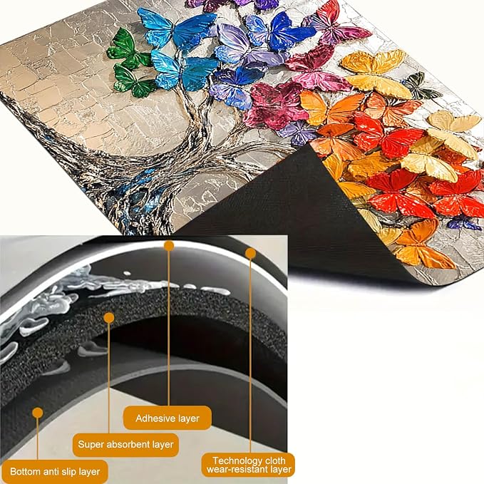 HOMETITUTE Colorful Butterfly Tree Stove Top Cover 28x20 Diatomite Mat