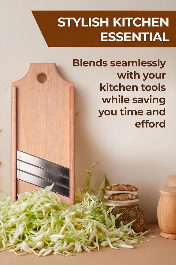 Wooden Cabbage Shredder for Coleslaw & Sauerkraut - 17.7x6.7 in Slaw Slicer - Cabbage Grater for Coleslaw and Sauerkraut - Slaw Slicer Cutter Maker