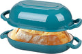 VORRINGARD Enameled Cast Iron Sourdough Bread Oven, Dutch Oven, Loaf Cast Iron Bread Pan for Homemade Bread Baking, Meatloaf Pan with Lid, 5QT, Bluegreen
