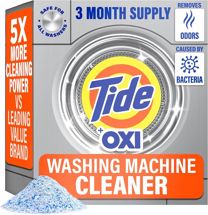 Washing Machine Cleaner by Tide, Washer Machine Cleaner with Oxi for Front and Top Loader Washer Machines, Deep Cleaning Odor Eliminator, 3 Month Supply
