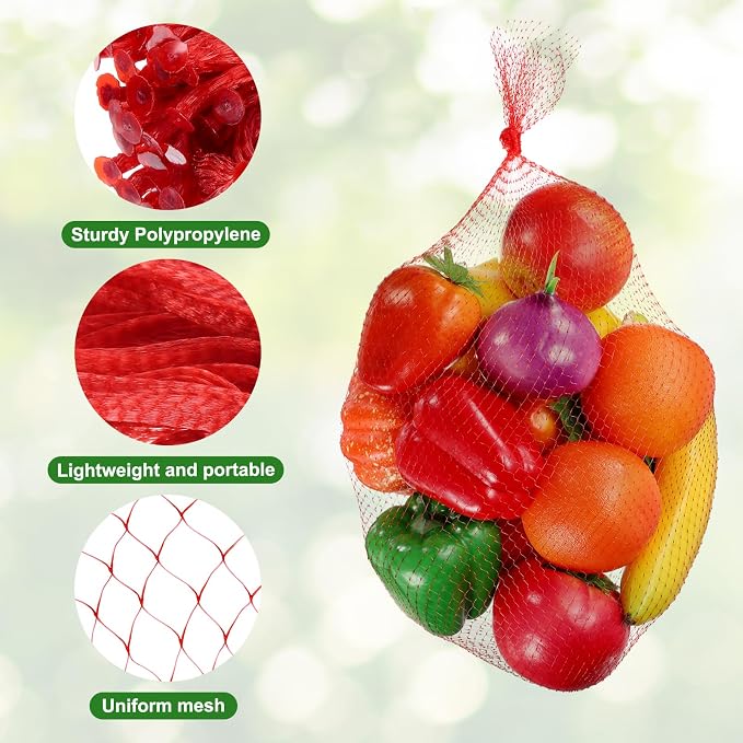 uxcell 150pcs Egg Hatching Bags, 20 Inch Mesh Nylon Netting Reusable Produce Mesh Bags Strong Stretchable Plastic Seafood Boil Bags for Fruits Vegetables Storage, Red