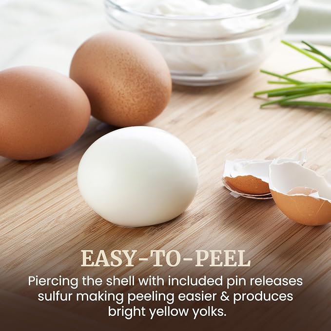 Elite Gourmet EGC855SS Easy Egg Cooker, 7-Egg, Steel | Cooks soft, medium, hard-boiled eggs, omelets, poached eggs - plays melody when done - auto shut-off - measuring cup included