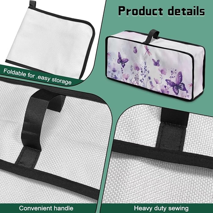 ZDCUSTOM Long Slot Toaster Cover Compatible with 2 Slice Toaster Dust Protection Stain Resistant Slim Bread Maker Cover Purple Floral Butterfly Print