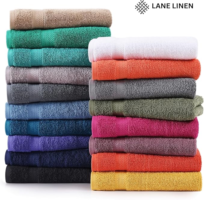 LANE LINEN Large Bath Sheets Absorbent Quick Dry 100% Cotton 4 Pack - Black | Large Bath Sheets - Classic Terry Weave, Densely Woven, Coordinated Colors, Everyday Durability, OEKO-TEX Certified