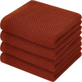 Kitinjoy 100% Cotton Waffle 4-Pack Kitchen Towels, 13" x 28", Rust | Super Soft, Ultra-Absorbent, Fast Drying, lightweight, Quick Drying Kitchen Hand Towels