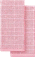 Homaxy 100% Cotton Terry Kitchen Towels, 2 Pack, Pink | Ultra Soft and Absorbent Dish Towels for Kitchen, Suitable for Drying and Washing Dishes