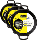 Lodge 8 Inch Pre-Seasoned Cast Iron Skillet - Dual Assist Handles - Use in the Oven, Stove, Grill, or Over a Campfire - Black (Pack of 3)