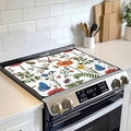 Dragonfly Butterfly Botanical Stove Top Cover for Electric, Glass Ceramic Stove Cover, Heat Resistant Flat Stovetop Protector, Dish Drying Mats for Kitchen