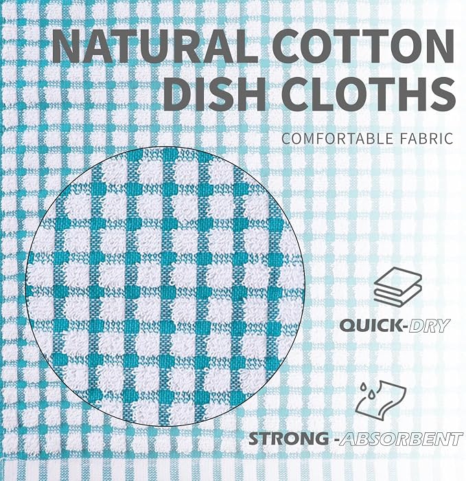 Dish Cloths for Kitchen Washing Dishes, Super Absorbent Dish Rags, Cotton Kitchen Dish Towels Pack of 16, 12x12 Inches