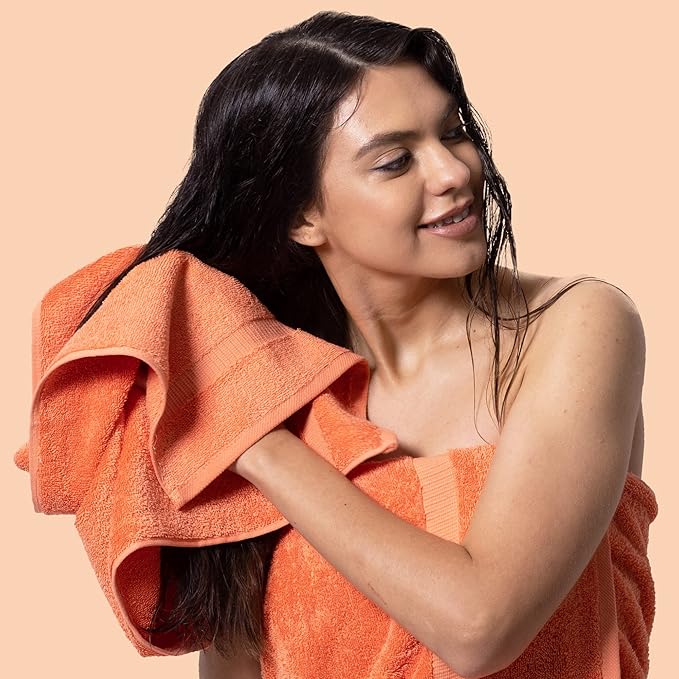 Chakir Turkish Linens Personalized 3 Piece Towel Set, 100% Cotton Luxury Turkish Towels for Bathroom, Soft Absorbent Towel Set with Bath Towel Hand Towel and Washcloth, Coral