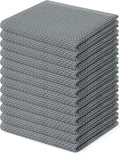 Homaxy 100% Cotton Waffle Weave Kitchen Dish Cloths 12-Pack, Grey | 12 x 12 Inches, Ultra Soft Absorbent Dish Towels, Quick Drying Dish Rags with Hanging Loop