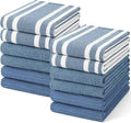 Homaxy Cotton 380 GSM Premium Kitchen Towels, 18"x 28", 12 Pack, Navy Blue | Soft and Absorbent Terry Dish Towels, Multipurpose Tea Towel Set with Hanging Loop, 3 Styles Kitchen Hand Towels