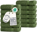 Chakir Turkish Linens 12 Piece Washcloth Set, 100% Cotton Luxury Turkish Washcloths for Bathroom, Soft Absorbent Washcloths, 13 x 13 Inches, Moss