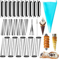 33 Pack Cannoli Forms Tube Set, 10 Cannoli Forms, 10 Large Hones Form Mould 10 Small Croissant Moulds, Brush, Reusable Icing Bag and Long Frosting Tip for Puff Pastry