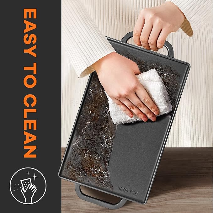 GGC Cast Iron Reversible Griddle | Double Sided Griddle Pan Perfect for Gas Grills and Stove Tops, 13 x 8.25 Rectangular Baking Flat and Ribbed Griddle Plate