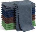 Homaxy 12 Pack Super Soft & Absorbent Coral Velvet Dish Cloths, 10" x 10" | Navy Blue/Dark Grey/Brown/Grass Green, Nonstick Oil Fast Drying Microfiber Cleaning Cloth, No Lint Household Dishcloths