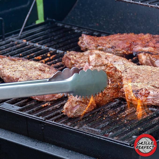 Grill Tongs 20-Inch Very Long Extra Heavy Duty for Grilling and Barbecue Heat Resistant Hand Grips Stainless Steel for BBQ Outdoor Kitchen and Cooking Hot Grilled Food
