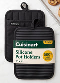 Cuisinart Silicone Pot Holders, Set of 2 7"x9", Heat Resistant 500F | Non-slip grip back is waterproof, hand pocket for secure hold, doubles as a trivet, wipe clean, hanging loop