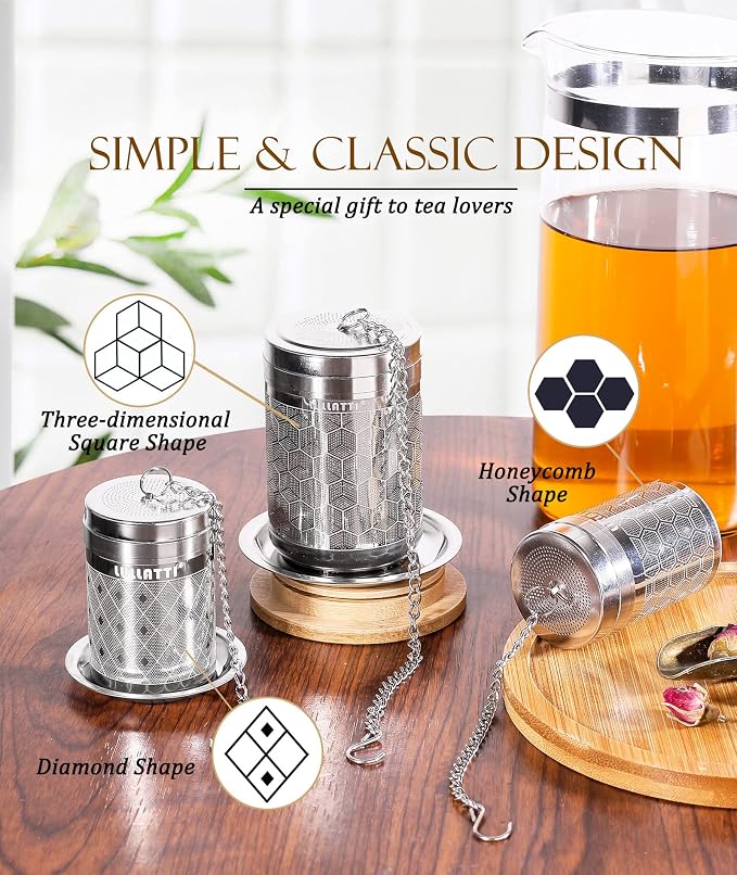 （2+1）Pack 304 Steel Fine Mesh Tea Infusers for Loose Leaf Tea | Versatile for tea, spices & seasonings, fine mesh traps sediment, dishwasher-safe