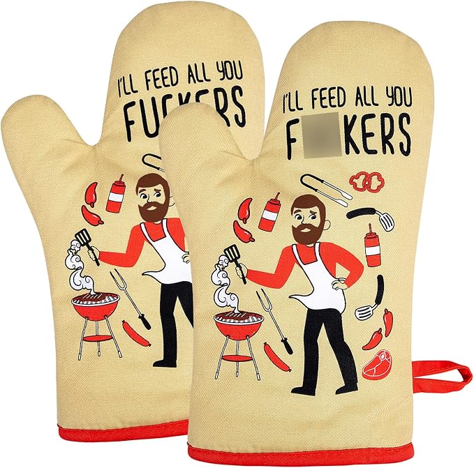 Miracu Funny Oven Mitts, Presents for Chefs, Cooking Gadgets, BBQ Oven Mitt | Unique Gifts for Cooks Dad Brother Him, Manly Christmas Housewarming Grilling Kitchen Culinary Chef Gifts for Men Who Cook