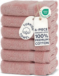 Chakir Turkish Linens 100% Cotton 6-Pack Washcloths 13x13, Pink | 100% cotton washcloths, 6-pack 13x13, OEKO-TEX certified, soft absorbent face towels