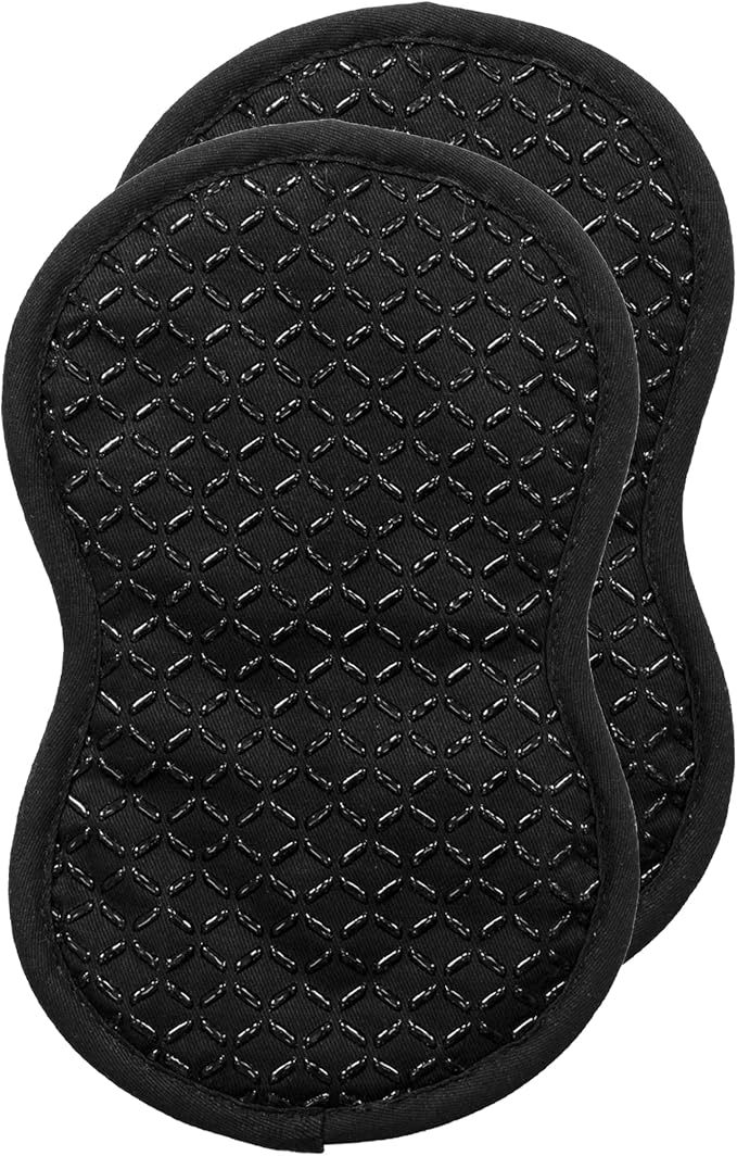 All-Clad Premium Pot Holder: Heat Resistant up to 500 Degrees - 100% Cotton, 10"x8" Hot Pad for Kitchen and Barbecue, 2-Pack, Black