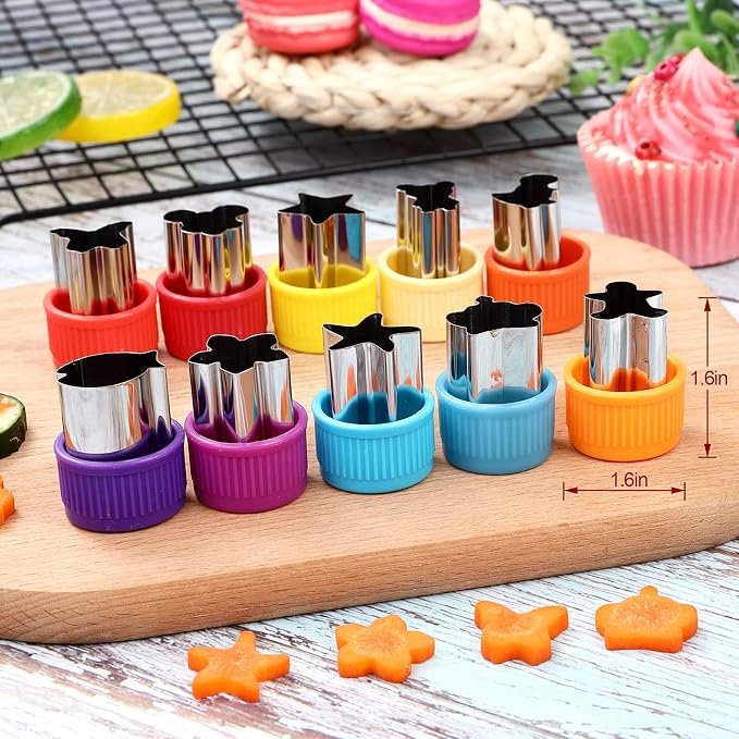 MUYIYAMEI Vegetable Cutter Shape Set, Mini Cookie Cutters,Biscuit Cutter to Decorate Food, Baking and Food Supplement tool Accessories Kitchen Crafts, (20PCS+20Fork)