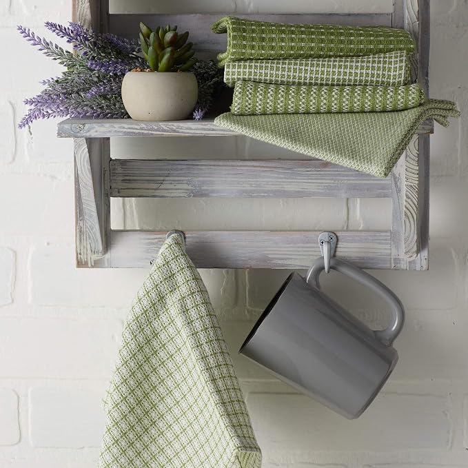 DII Everyday Kitchen Assorted Dishcloth Set of 5, 12x12, Antique Green