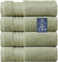 COZYART Luxury Hand Towels 4 PCS, Sage Green 100% Turkish Cotton 650 GSM | OEKO-Tex 100 Certified Zero Twist Ring Spun, Soft Absorbent Quick Dry, Plush Fluffy, Breathable Hotel Quality for Daily Use