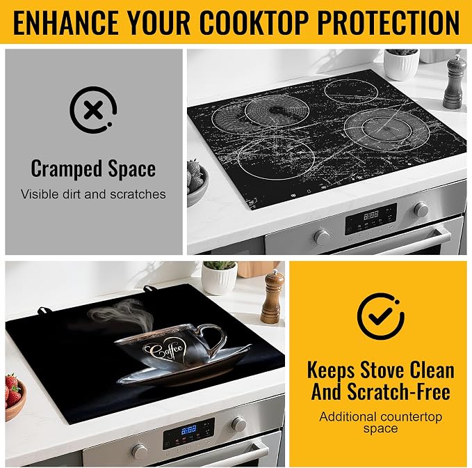 NYZE Stove Top Cover for Electric/Glass Stove, Flat Top Cooktop Protector, Electric Cooktop Cover, Extra Counter Space for Kitchen (Coffee)