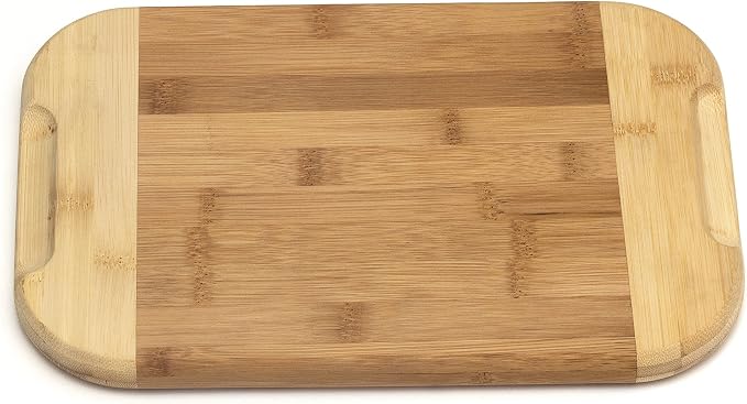 Lipper International Bamboo Wood Two-Tone Kitchen Cutting and Serving Board, Medium, 11-3/4" x 7-3/4" x 3/4"