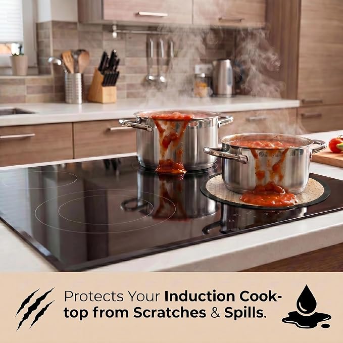 Induction Cooktop Mat - Silicone Stove Cover, Stove Mat, 2 Pack 7.8”(20cm) | Scratch Protector for Magnetic Stove, Non-Slip Pads for Pots and Pans, Protects Induction Stove from Spills and Scratches