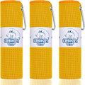 Microfiber Fishing Towels with Clip, Waffle Pattern for Effective Cleaning of Fishing Gears or Dirty Hands, 16” x 16”, Camping Towels, Hiking Towels, Pack of 3 (Yellow)