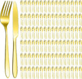 Nuenen 100 Pieces Stainless Steel forks and knives Dinner Flatware Set Tableware Cutlery for Butter Kitchen Restaurant, Dishwasher Safe(Gold,8.4 Inches, 7.1 Inches)