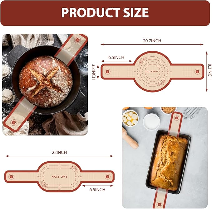 Koolstuffs Sourdough Silicone Bread Sling for Dutch Oven, Red Oval & Round | Nonstick, Reusable and Easy to Clean, Sourdough Tools & Baking Supplies, Oval and Round