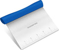 Upgraded 304 Stainless Steel Multi-Purpose Bench Scraper with Measurement Marks, Dishwasher Safe, Dough Cutter for Pizza, Bread and Cookie Dough Vegetable Chopper, Baking Supplies, Dark Blue
