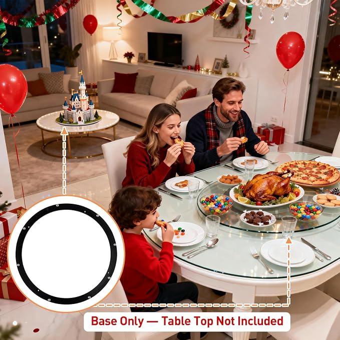10 Inch Lazy Susan Hardware Heavy Duty Metal Rotating Hardware Turntable Bearing Ring 150lb Load Capacity Turntable Lazy Susan Parts Mechanism for Cabinets,Table Top and Craft (Base Only, Black