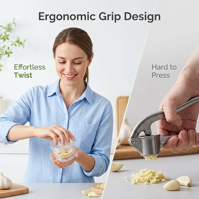 Transparent Manual Garlic Twist, Multi-Functional Mincer & Grinder for Onion, Garlic, Nuts, Ginger, Herbs, Impact Resistant Kitchen Gadget & Home Accessory (2pcs)