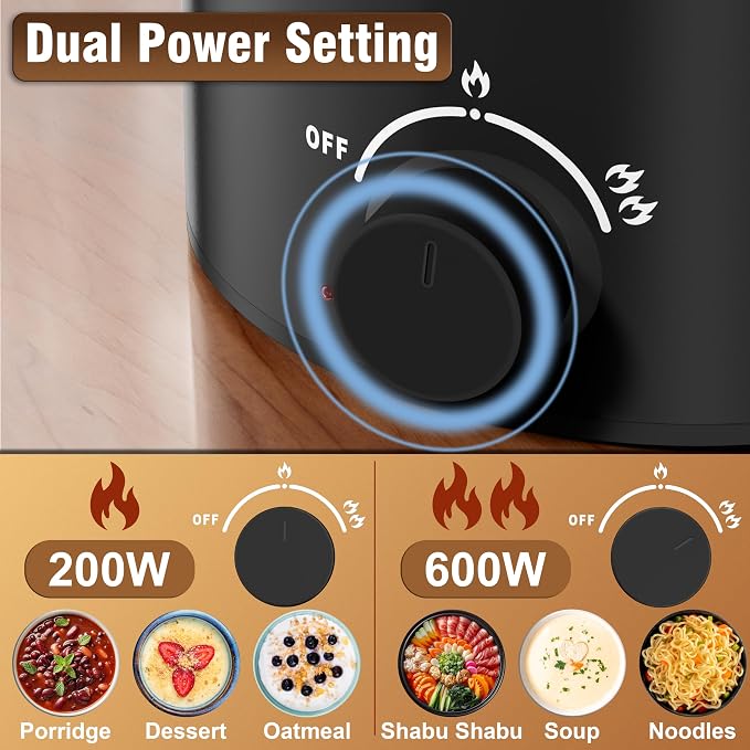 Topwit 1.6L Electric Pot, Electric Hot Pot with 304 Stainless Steel | Dual Power Setting, Cooking for Shabu-Shabu, Pasta, Oatmeal, Soup & Egg, Overheat & Boil-Dry Protection, for Dorm & Office