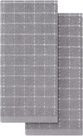 Homaxy 100% Cotton Terry Kitchen Towels, 2 Pack, Light Grey | Ultra Soft and Absorbent Dish Towels for Kitchen, Suitable for Drying and Washing Dishes