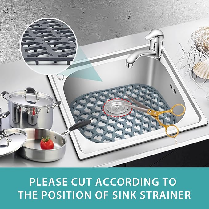 Silicone Kitchen Sink Protectors Mats - 12" 13" 14" 16" 18" 19" 21" 22" 24" 25" 26" 28" 30", Heat Resistant, Machine-wash (12”x11.5”, 2 Packs)