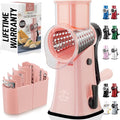 Zulay Kitchen Rotary Cheese Grater 5 Blade Cheese Shredder - Manual Hand Crank Cheese Grater With Reinforced Suction & 5 Interchangeable Drums - Easy to Use, Vegetable Chopper Round Mandoline Slicer