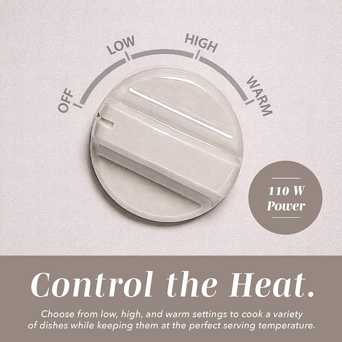 COOK WITH COLOR 2QT Mini Electric Round Slow Cooker - Adjustable Settings, Removable Stoneware Pot, Tempered Glass Lid, Dishwasher Safe, Cool-Touch Side Handles, Greige