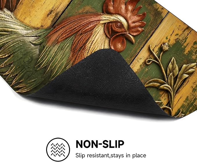 Vintage Rooster Pumpkin Stove Top Cover 28.3 x 20.5 Inch, Rustic Farmhouse Glass Cooktop Protector Mat, Fall Harvest Electric Range Cover for Kitchen Counter Decor (Retro Rooster)