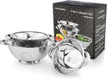 Set of 3 Stainless Steel Colanders, Comes in 1.5 Quart 3qt Quart and 5 Quart for all your Cooking | Baking | Prepping Needs